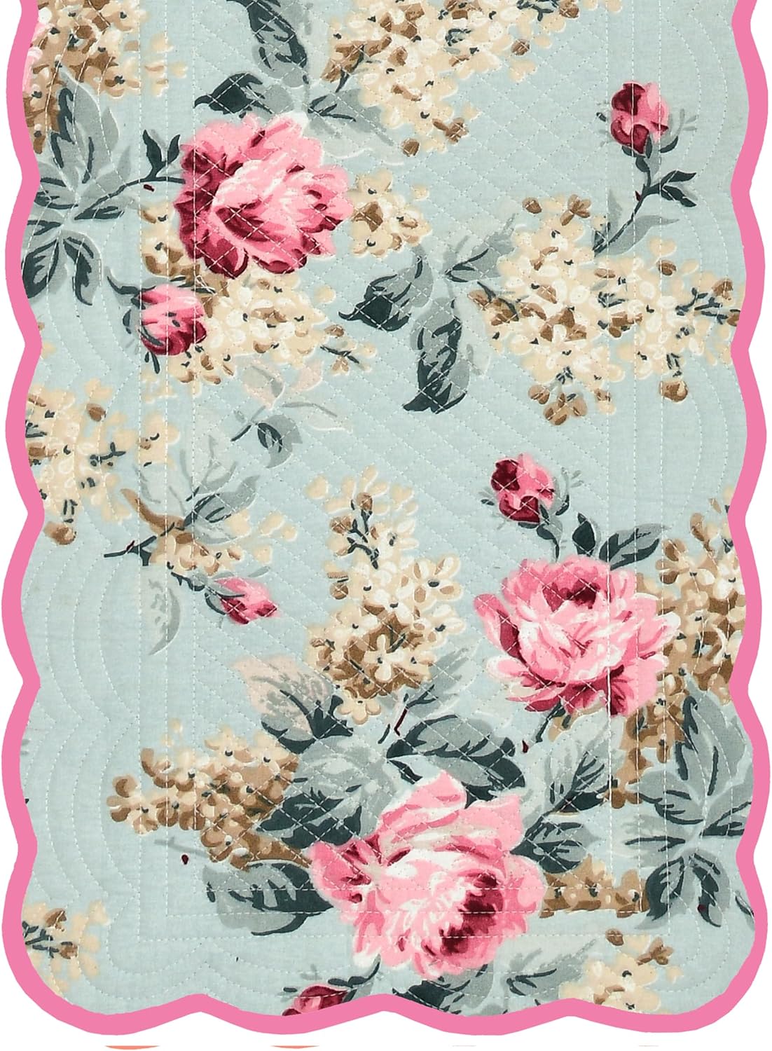 English Garden - Bloom Collection Luxury Handcrafted Runner (Reversible) Cotton Quilted Fabric Machine Washable –