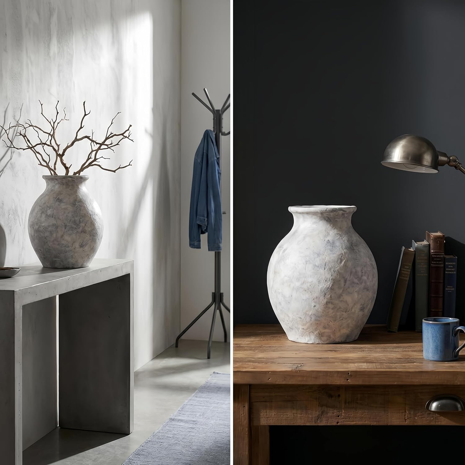 XL White Ceramic Vase / XL Stone White / 10 Inch