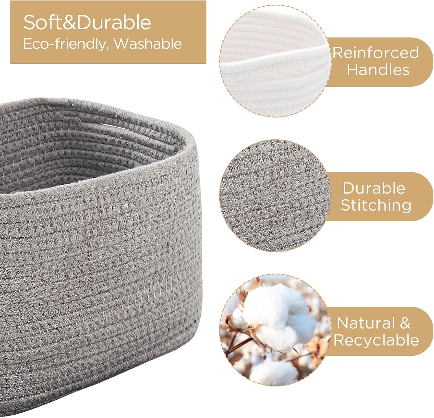 Bathroom Storage Basket / Grey / 10.6 x 6.7 x 6.7