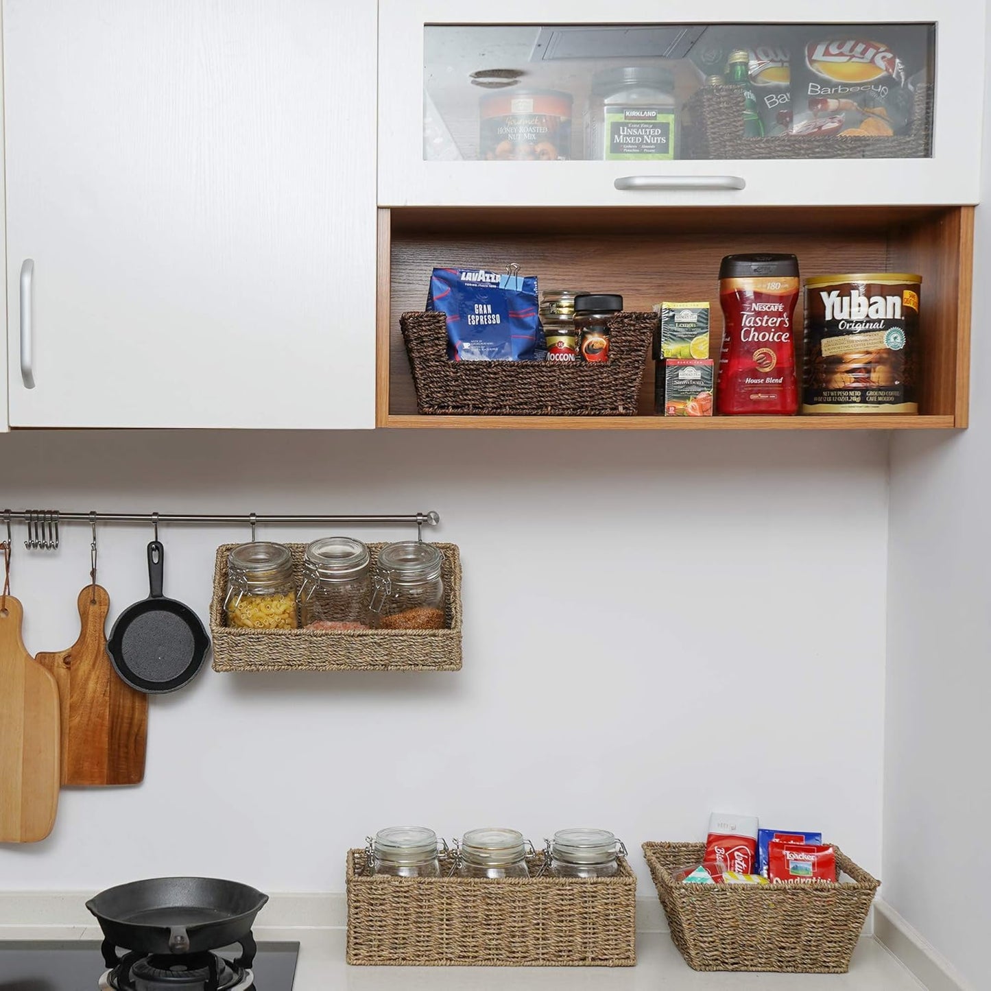 Seagrass Baskets / Woven Wall Baskets for Storage / Natural