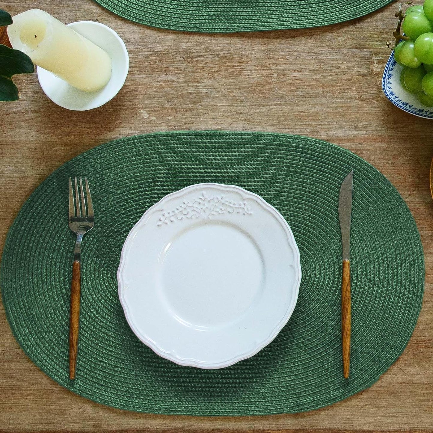 FunWheat Oval Braided Placemats Set of 8 Table Mats for Dining Tables Washable Heat Resistant Place Mats for Indoor