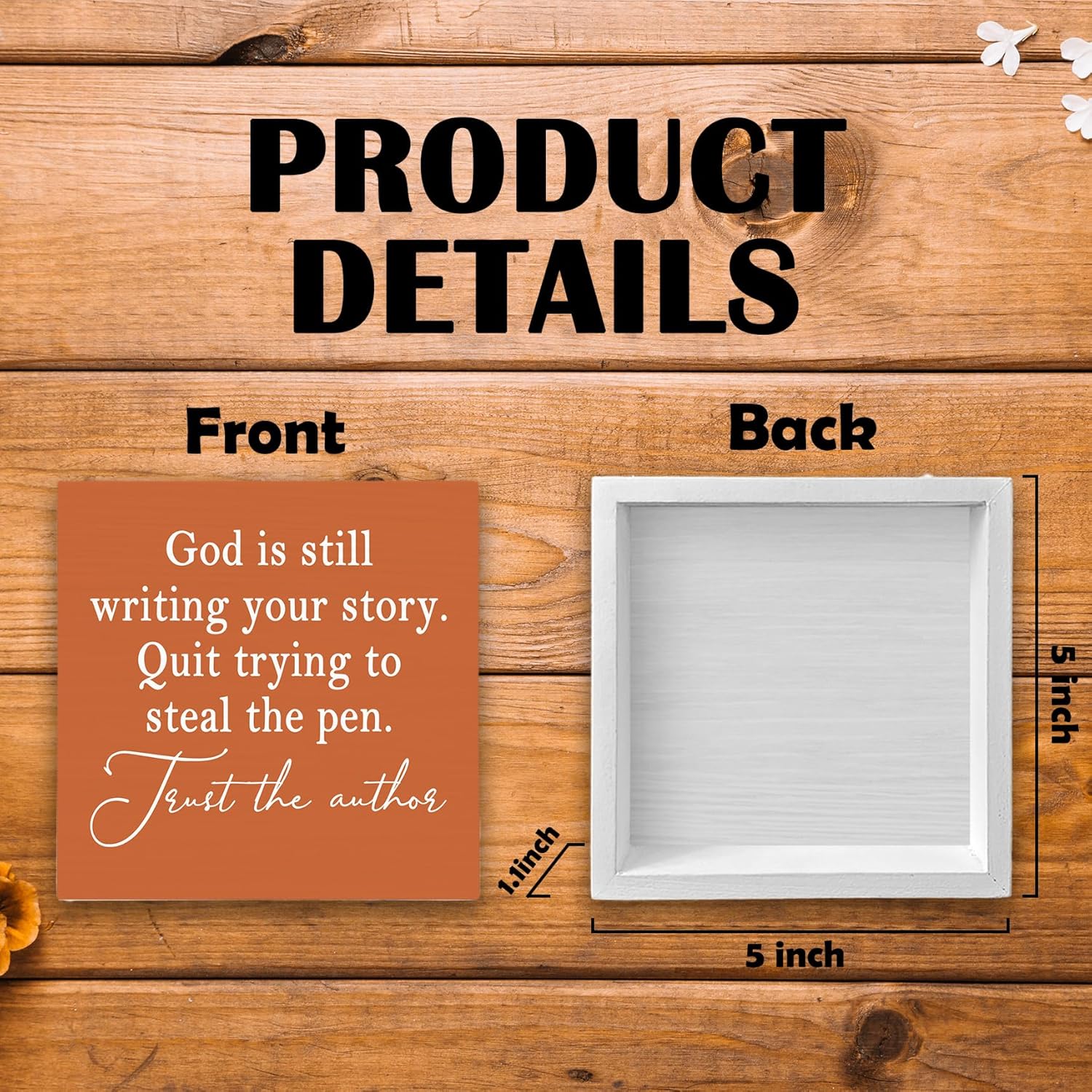God Is Still Writing Your Story Wood Box Sign Desk Decor / 5 x 5 / Colour 07 / Orange