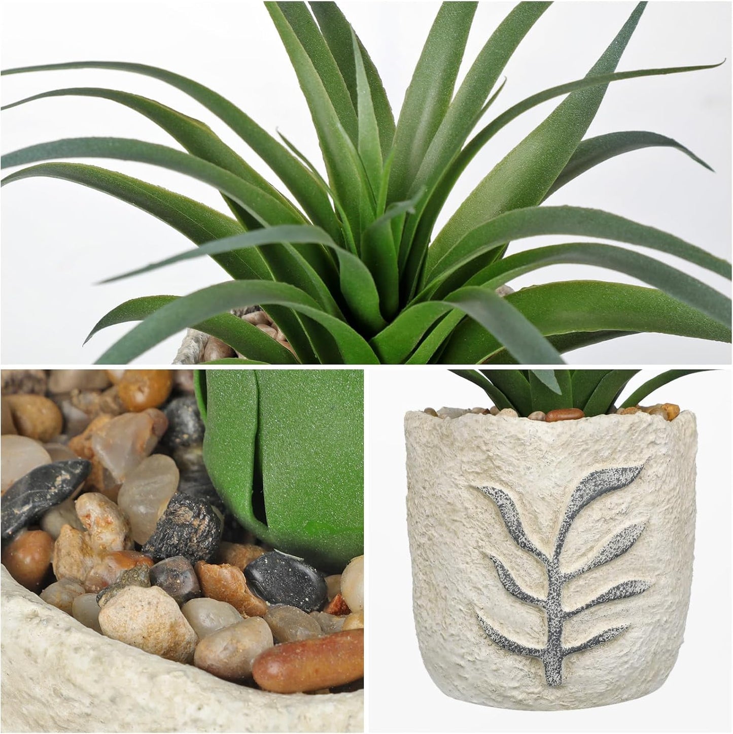 Small Artificial Succulents Plants Potted Fake Spiked Succulent Plant / Green #2 / Set of 2