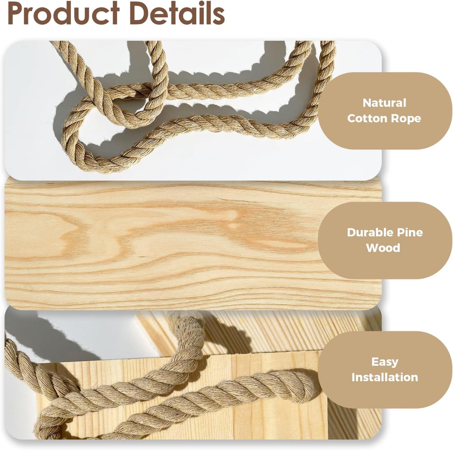 Hanging Shelves Plant Hanger Indoor Window Plant Shelves Wood Plant Wall Shelf Window Sill / 5tier