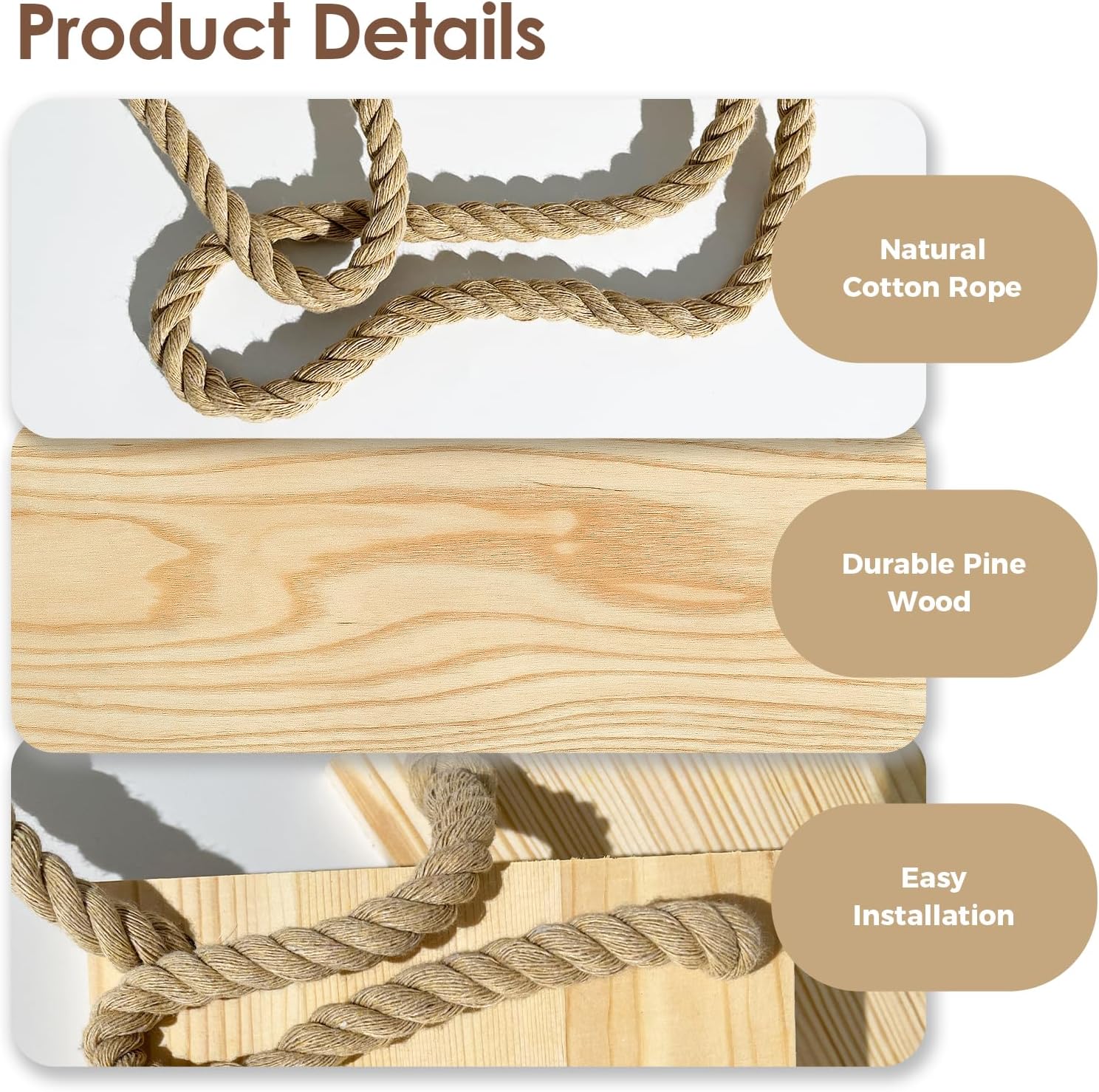 Hanging Shelves Plant Hanger Indoor Window Plant Shelves Wood Plant Wall Shelf Window Sill / 5tier