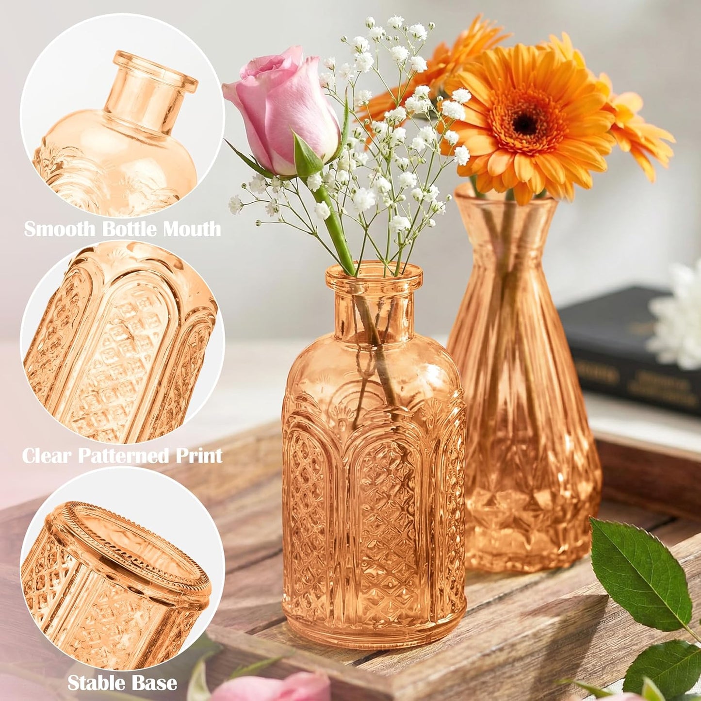 Glass Bud Vases in Bulk / Amber / Set of 17
