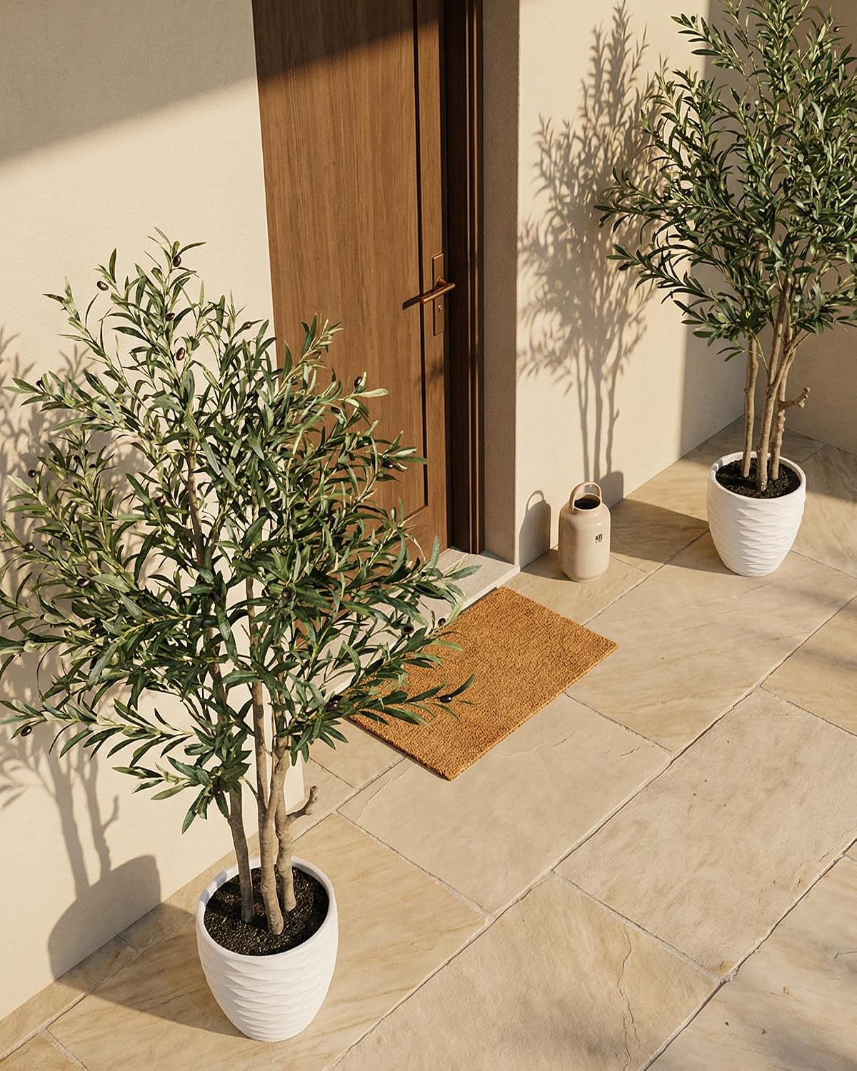Lifelike Fake Olive Tree Floor Plant / Matte Beige / 6 Inch