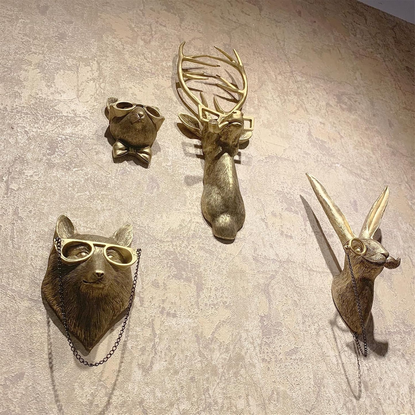 Faux Deer Head Mount / Gold / Set of 5