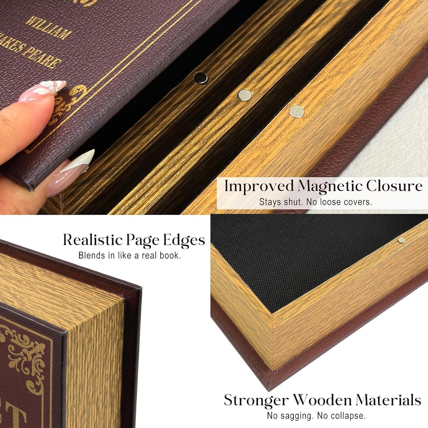Wooden Hollow Book Box / Set of 3