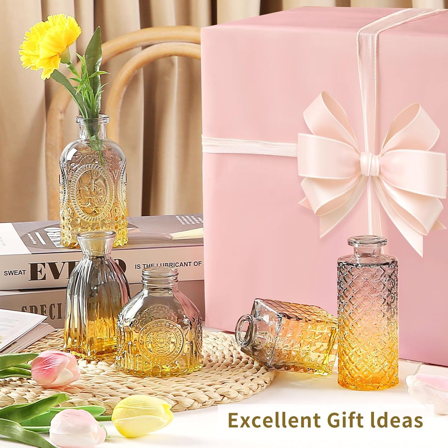 Glass Bud Vases in Bulk Pcs / Blue-yellow / Set of 30