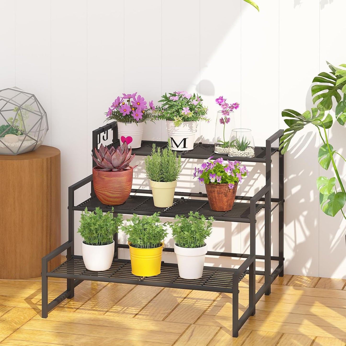 Garden 4 you 3-Tier Stair Style Metal Plant Stand, Stackable Plant Shelf | 3-tier stair style,Stackable heavy-duty