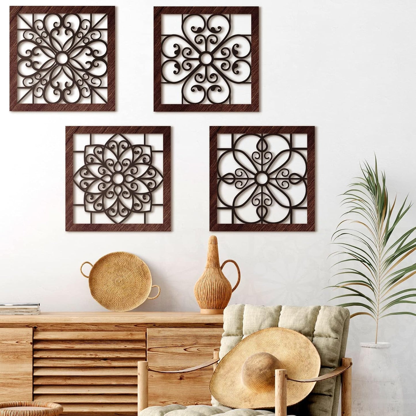 4 Piece Thicken Rustic Wall Decor / Black