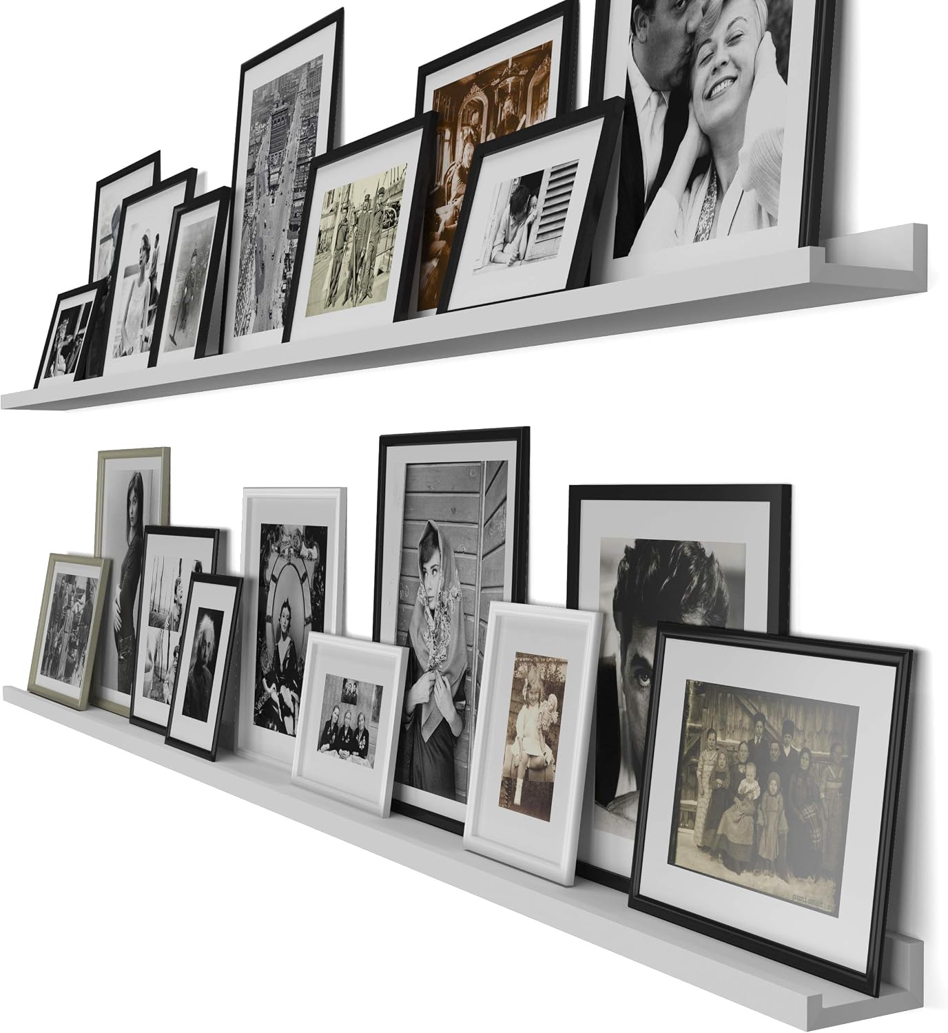 Wallniture Denver White Picture Ledge 72" Floating Shelves for Wall, Bookshelf for Living Room, Bedroom and Nursery