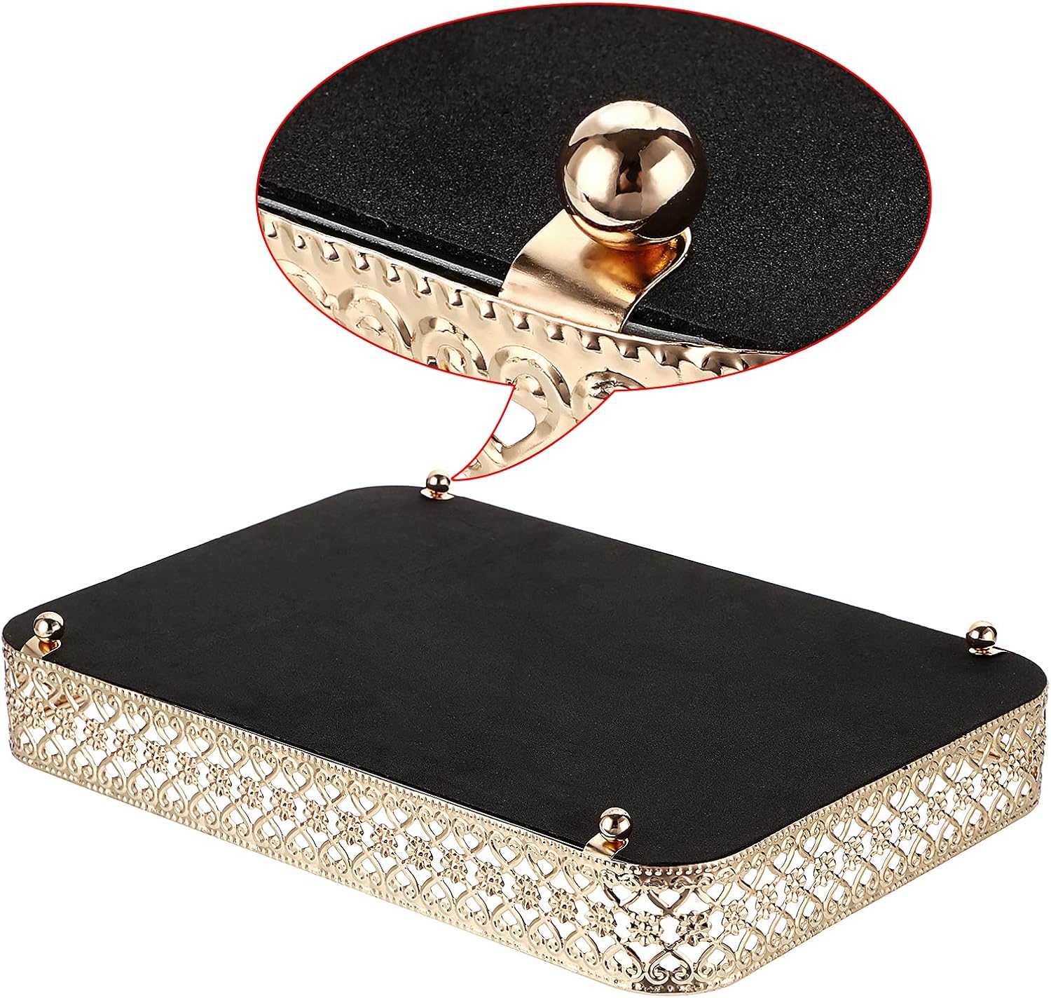 Glass & Metal Trinket Organizer for Dresser & / Gold / 11.8 x 7.9 x 2