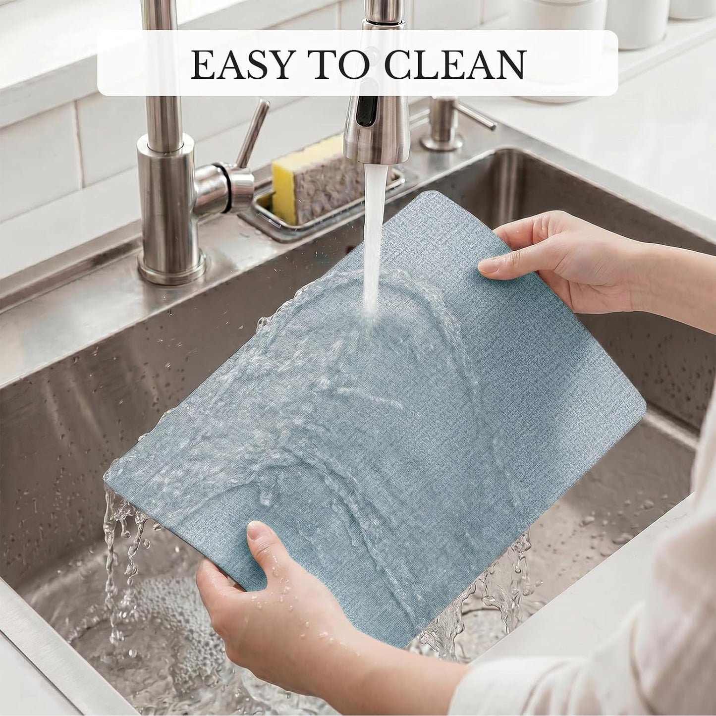 Romanstile Vinyl Placemats Set of 8, Reversible Faux Leather Heat Resistant Wipeable Table Mats, Waterproof Washable