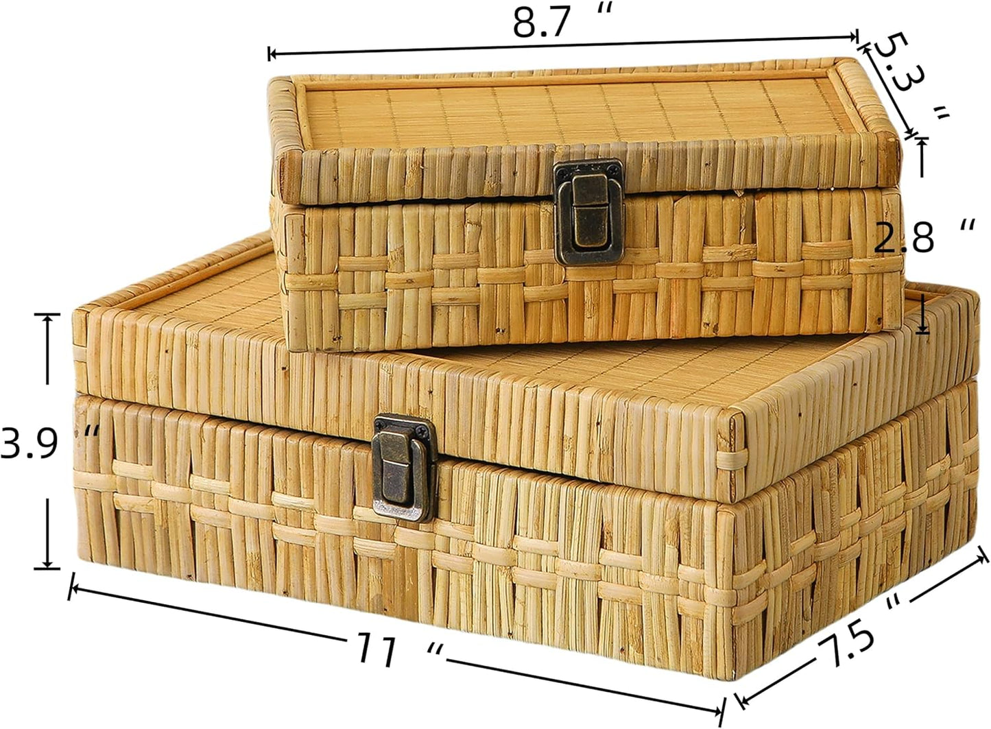 Woven Bins / Boho Decorative Basket / Brown / Set of 2