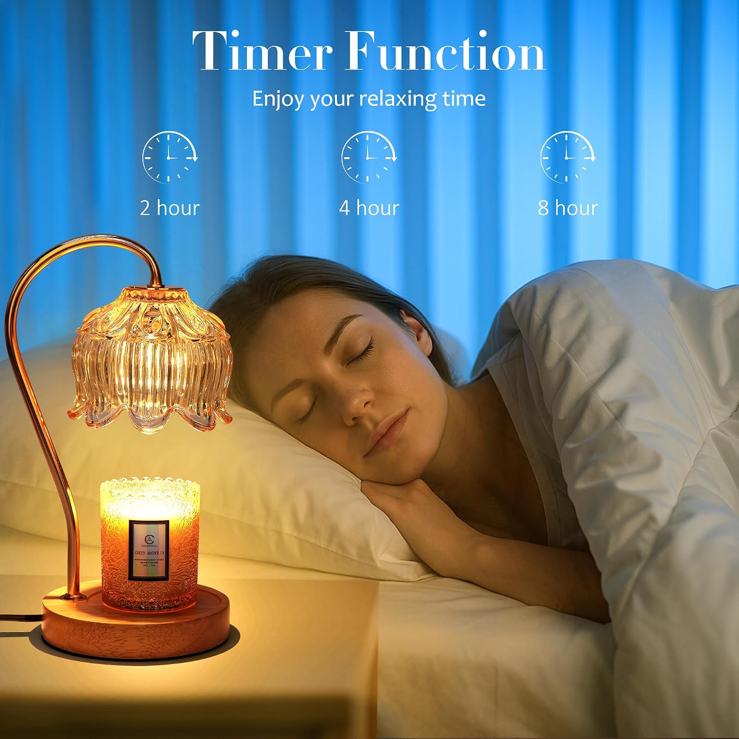 Dimmable Flower Candle Warmer Lamp with Timer，Gifts for Mom | Fits All Jar Scented Candles - Unique Birthday & Mothers