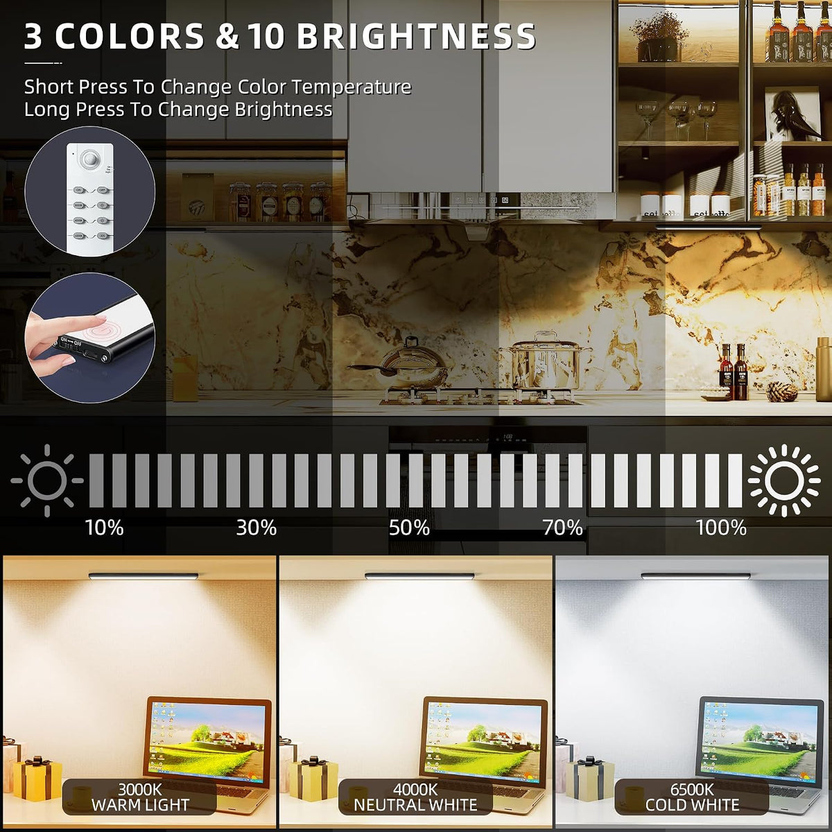 Under Cabinet Lighting,Under Counter Lights for Kitchen,Closet,40CM,3Pack | 134 LED, Wireless Motion Sensor Light