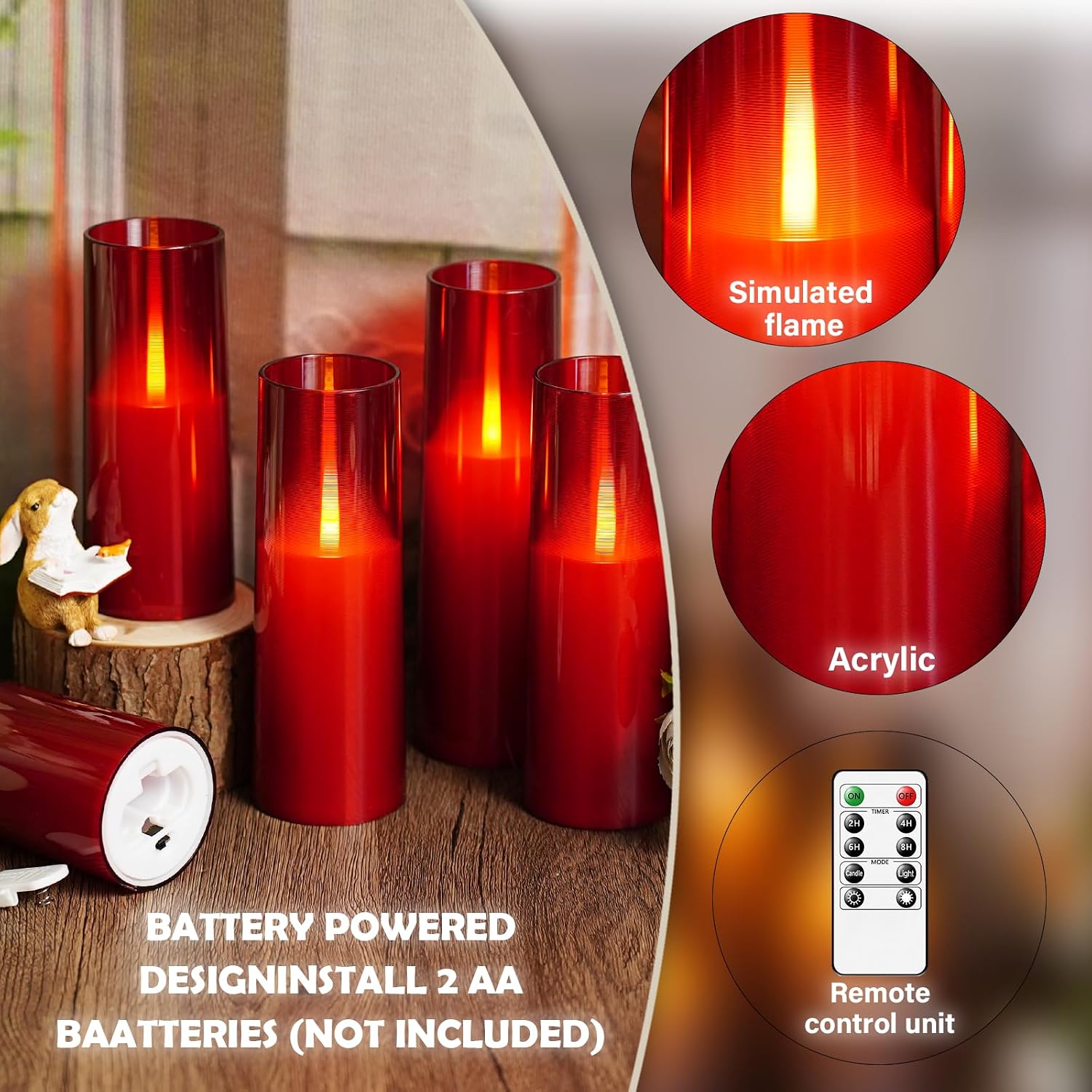 kakoya Flameless LED Candles Upgraded Realistic Flickering Flame,7Pcs Battery Operated Candles with Remote Timers,LED