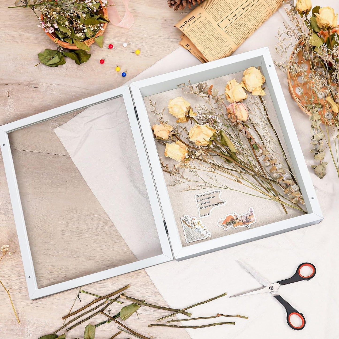 Califortree 12x16 Shadow Box Frame with Linen Back - Sturdy Rustic Memory Display Case of Flower, Pictures, Medals and