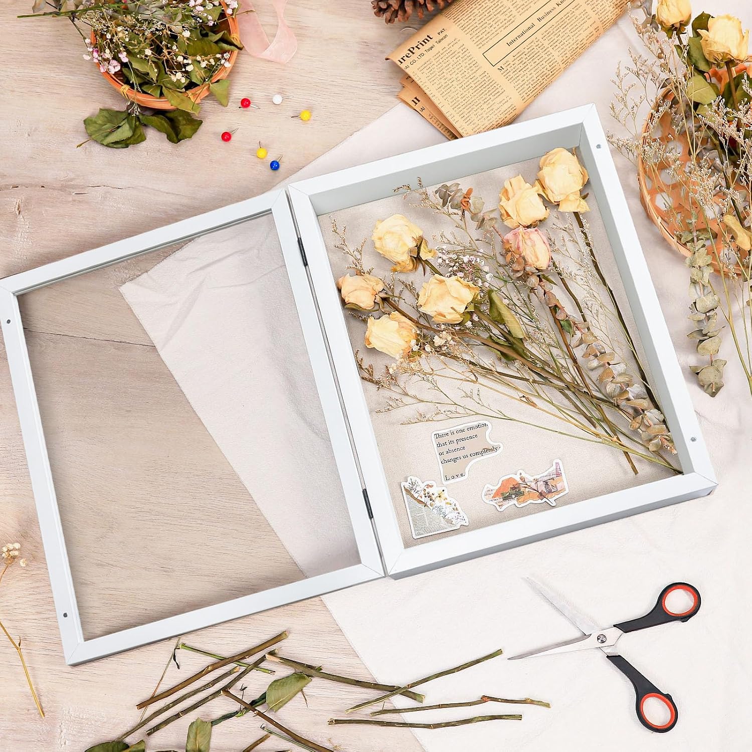 Califortree 12x16 Shadow Box Frame with Linen Back - Sturdy Rustic Memory Display Case of Flower, Pictures, Medals and