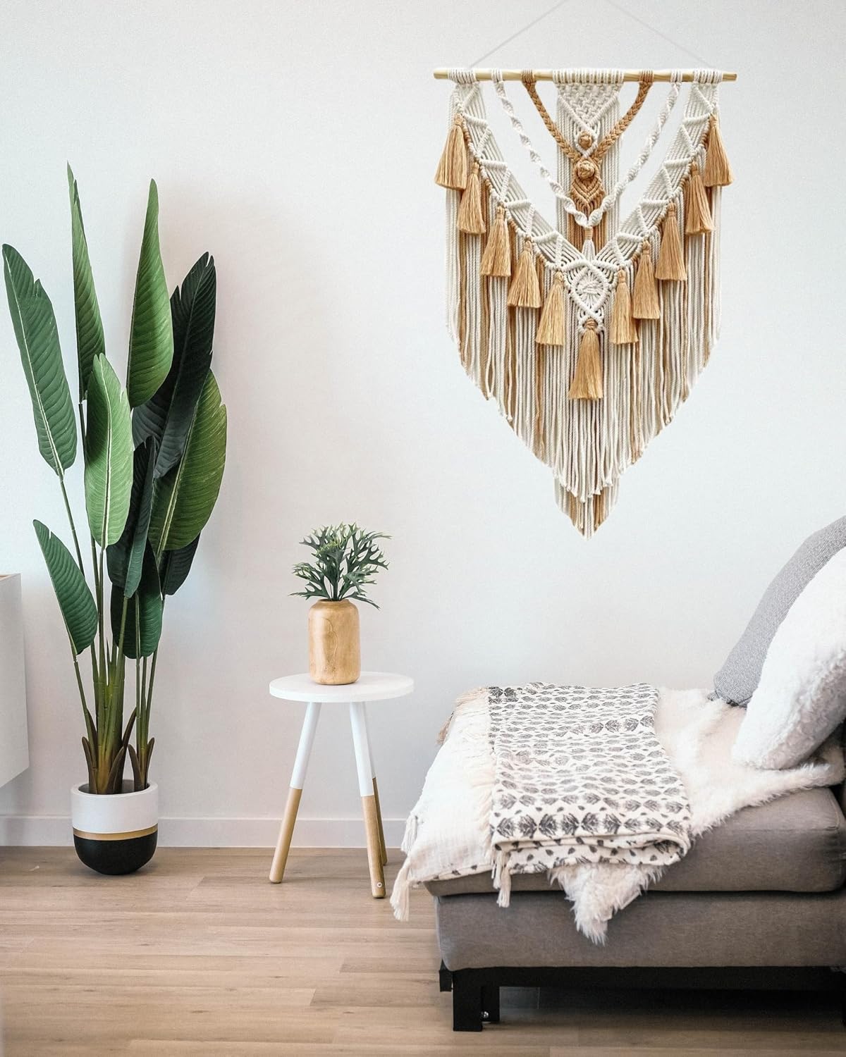 Woven Macrame Wall Art for Decorating / Brown