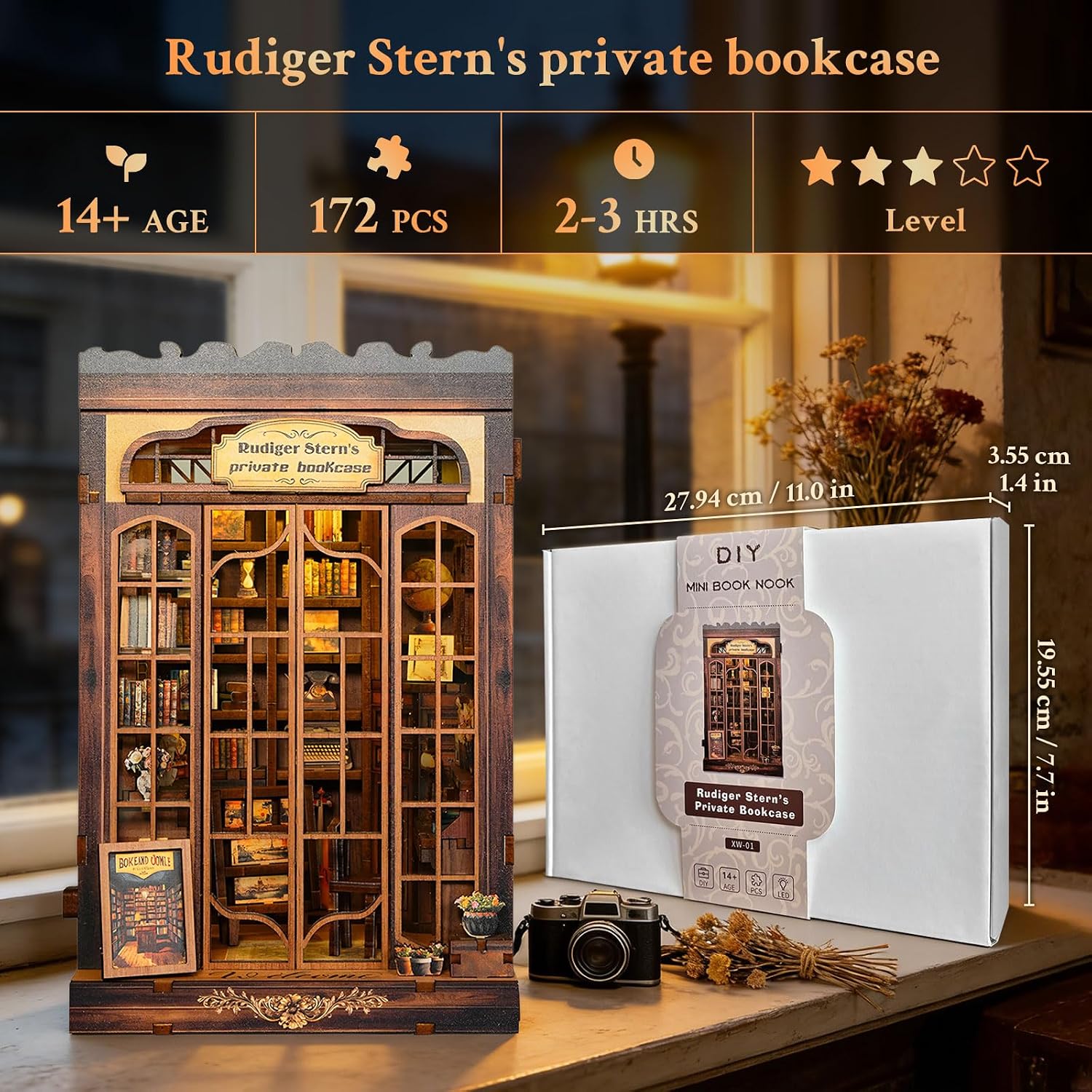 Bookend Decor / LED Sensor Light / Bn-bookcase