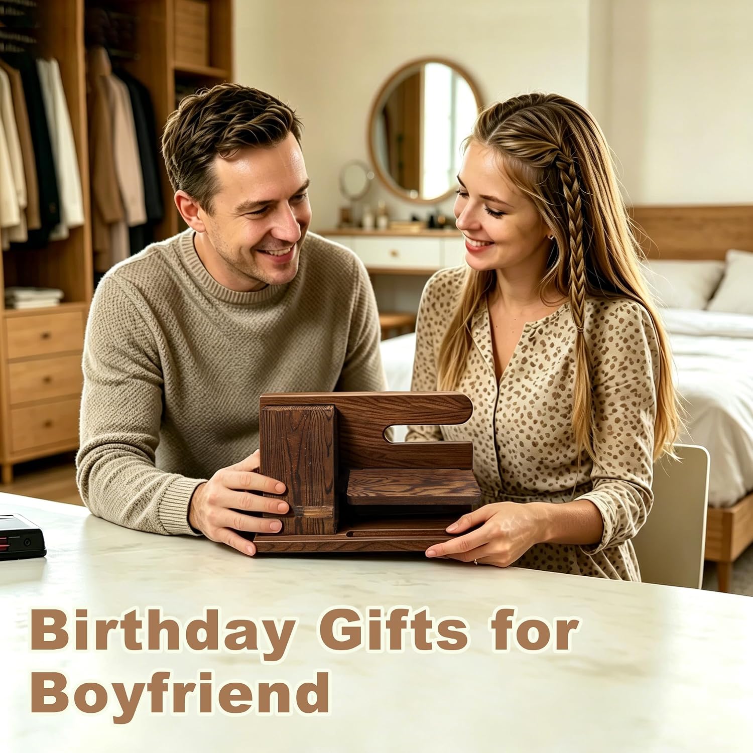 Gifts for Men Wood Phone Docking Station Birthday Gift for Men Valentines Day Gifts Father Gift for Him Boyfriend