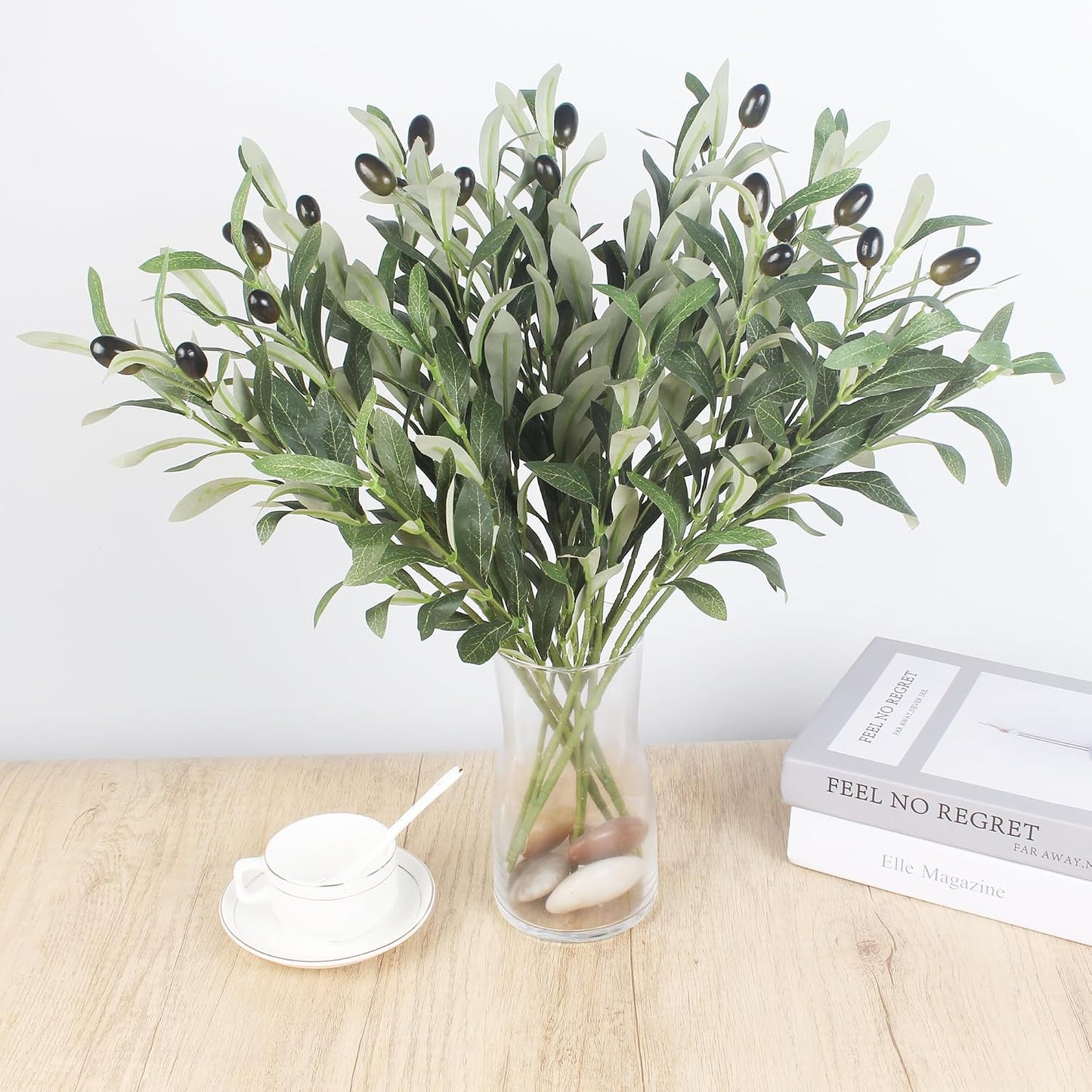 Artificial Olive Plants Fake Olive Silk Tree Faux Olive Plants / 18.8 Inch / Set of 5