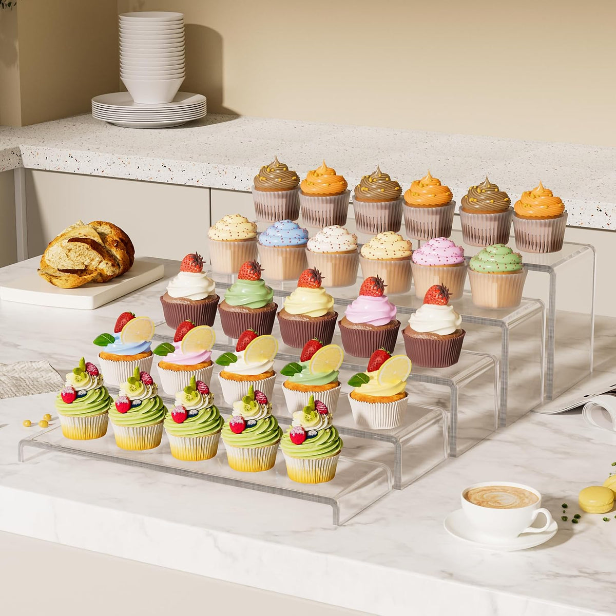 Aminigram Large Acrylic Display Risers, 2 Set - 10 Pack Collectibles Display Shelf, Acrylic Risers Display Stands for