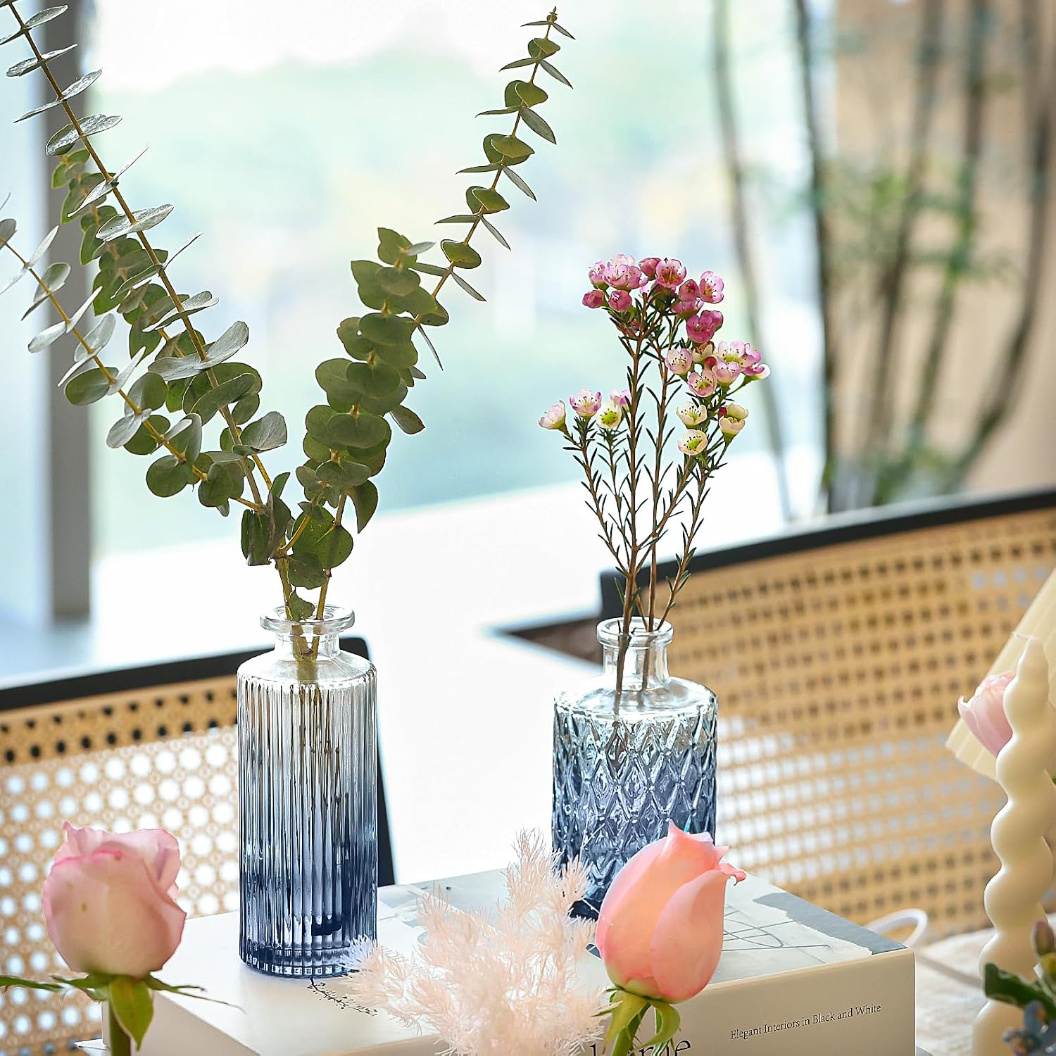 Mini Flower Vintage Vases / Blue / Set of 32