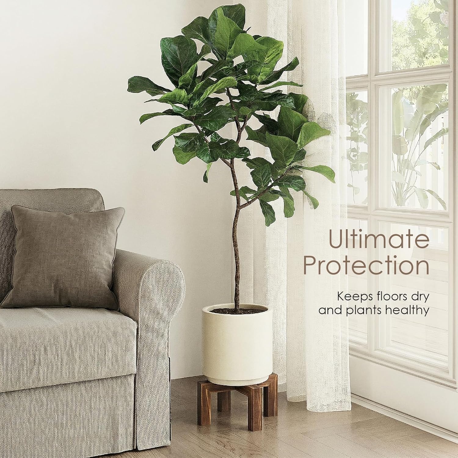 Wood Plant Stand Indoor Outdoor Wooden Flower Pot Plant Holder Heavy Duty Low Plant Riser Plant