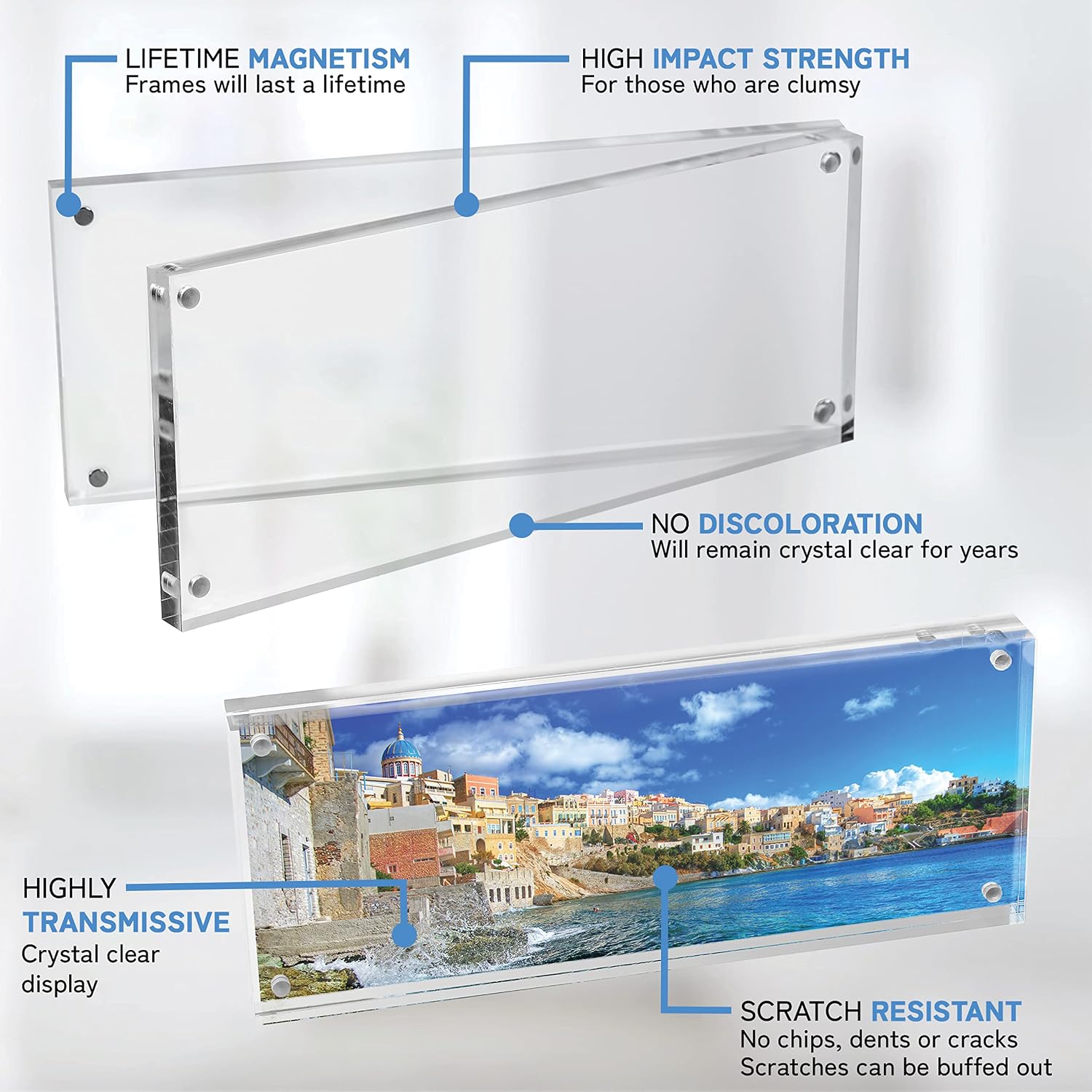 Mammoth DuraClear 4x10 Acrylic Frame - Frameless Panoramic Photo & License Display - Sleek, Modern Design for Elegant
