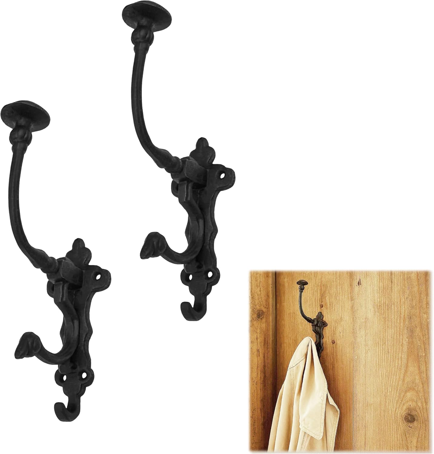 Mystic Colonial Rustic Cast Iron Wall Hooks