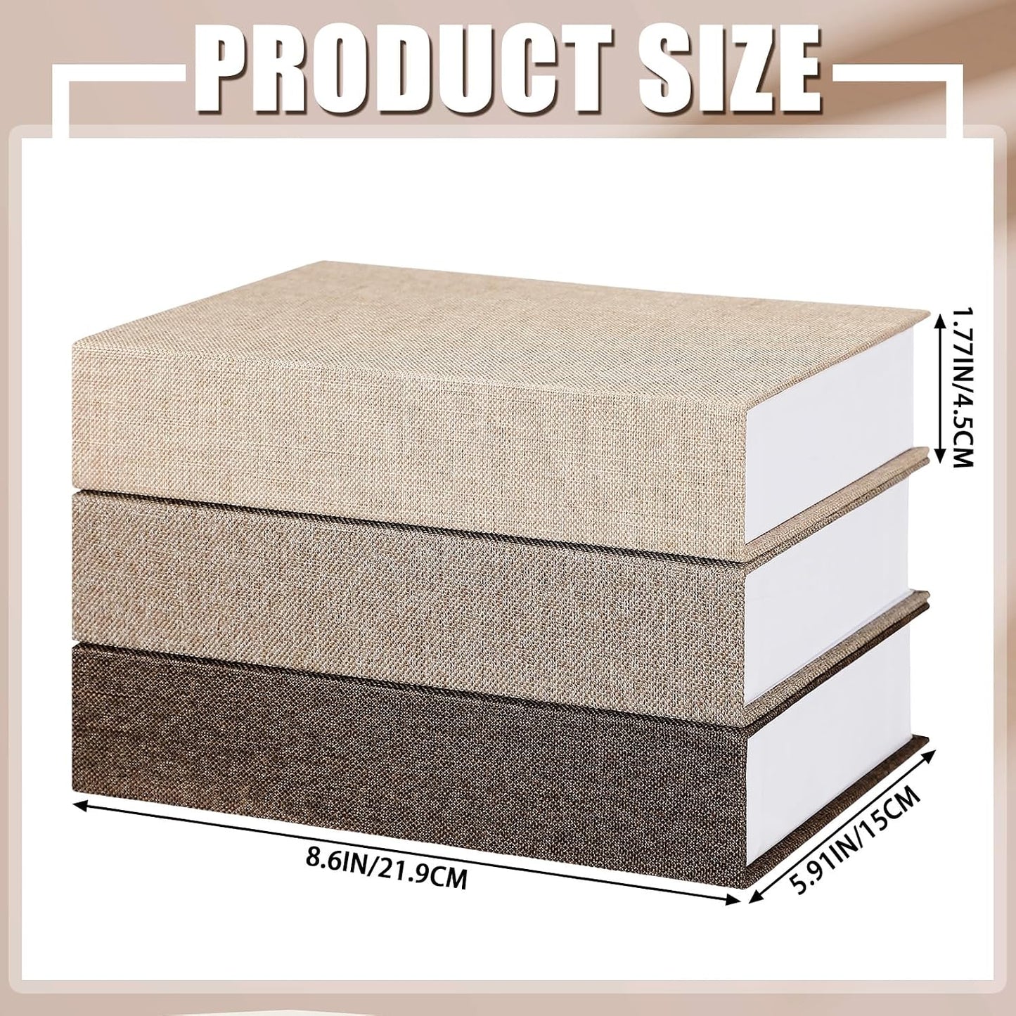 Faux Decorative Books Set / Coffee Color / Set of 6