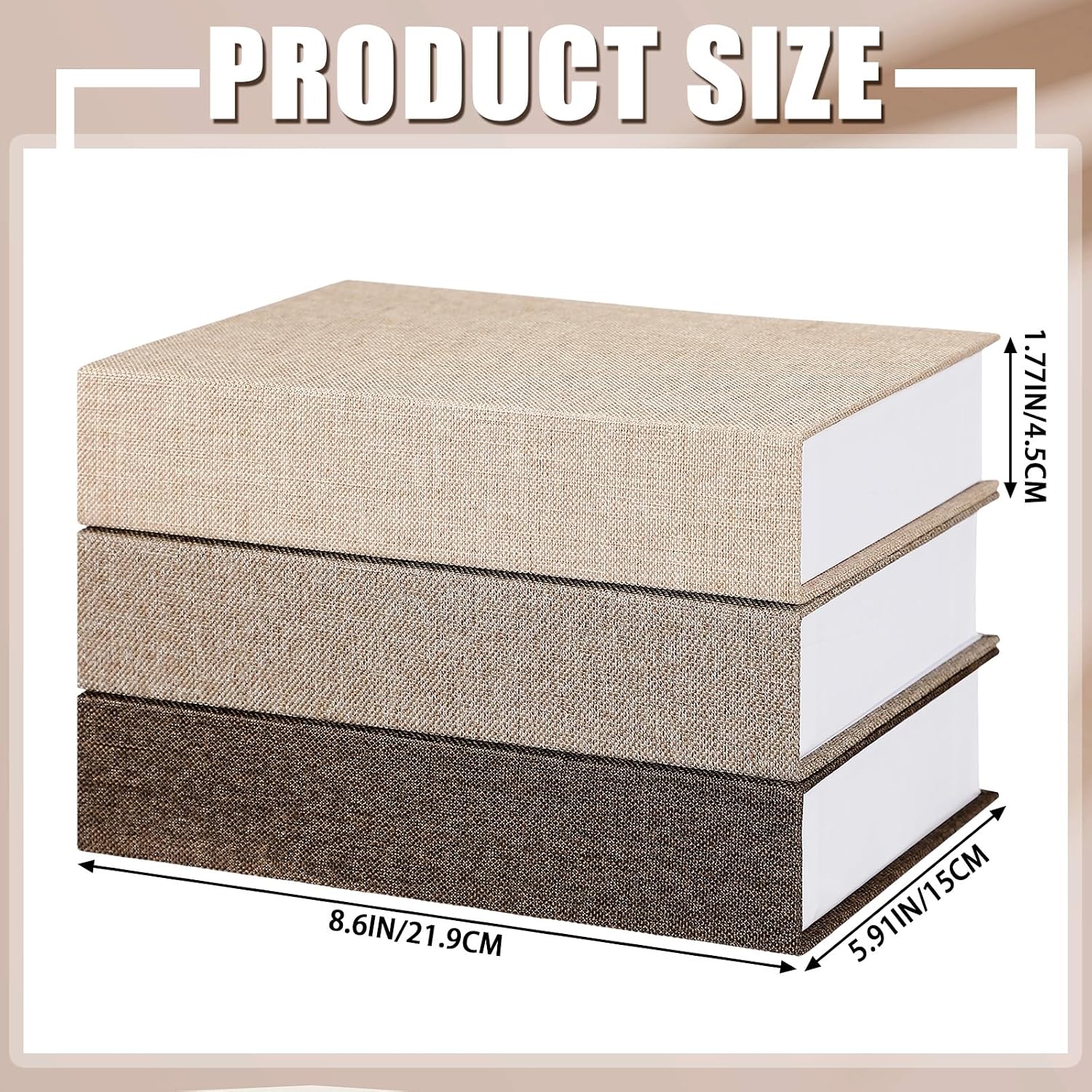 Faux Decorative Books Set / Coffee Color / Set of 6