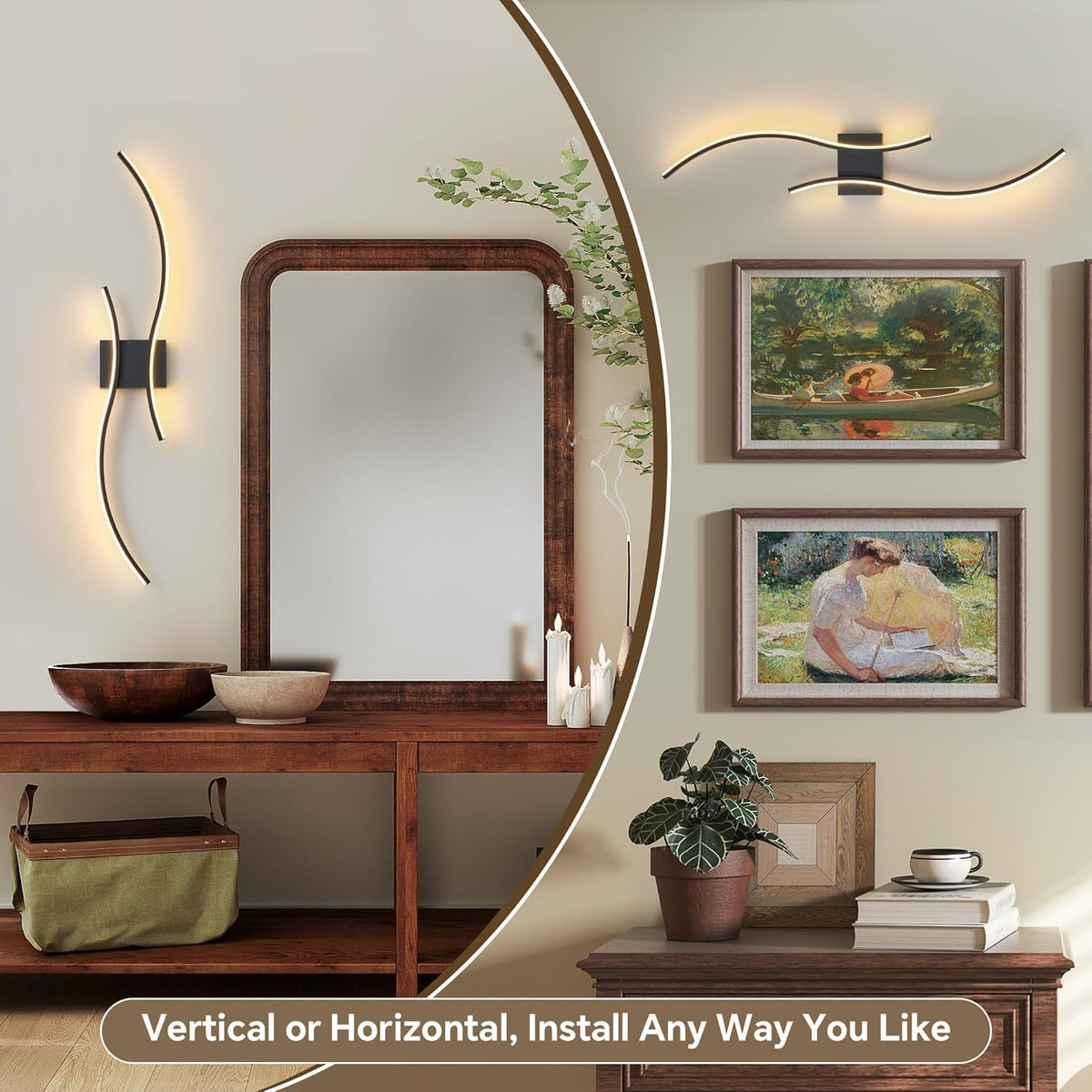 Battery Operated Wall Sconce Set of 2, Dimmable Modern LED Rechargeable Wall Light with Remote Control, Wall Decor for