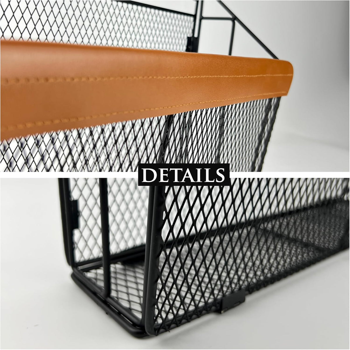 Wall Mounted Magazine Rack with Leather Trim, Decorative Art Wall Magazine Holder, Hanging Paper Organizer, Metal Wire