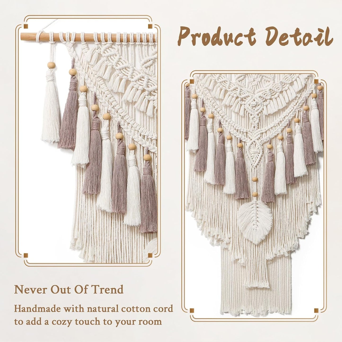 Macrame Wall Hanging Large Boho Woven Wall Tapestry Handmade & Dusty Rose Bohemian Tapestry / Beige