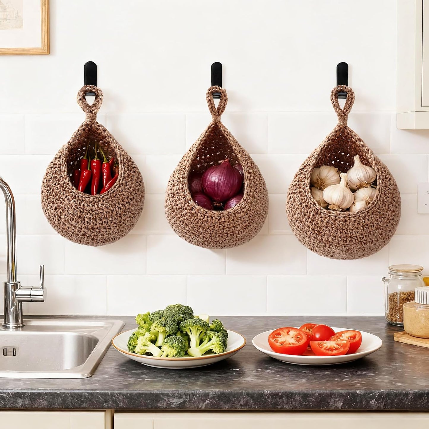 Boho Wall Hanging Basket / Set of 3