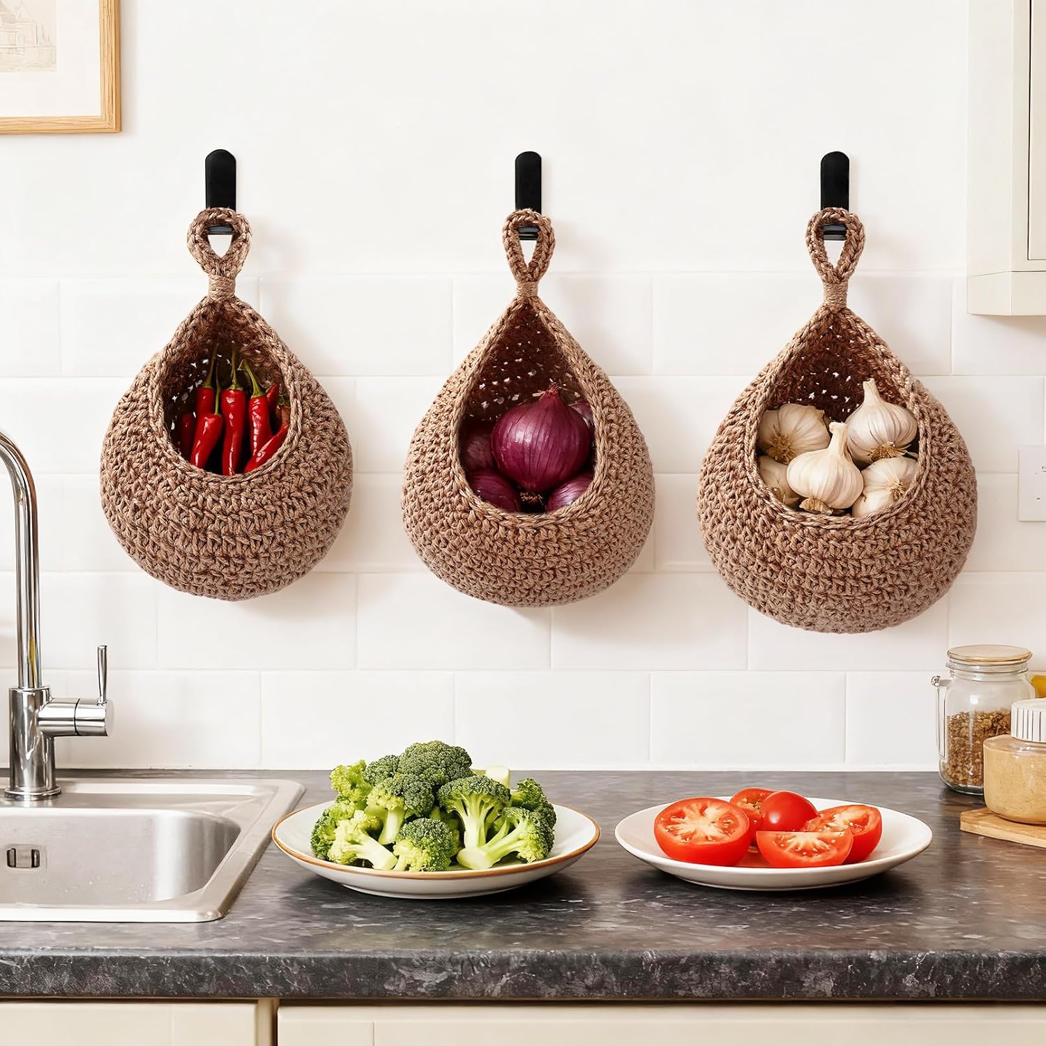 Boho Wall Hanging Basket / Set of 3