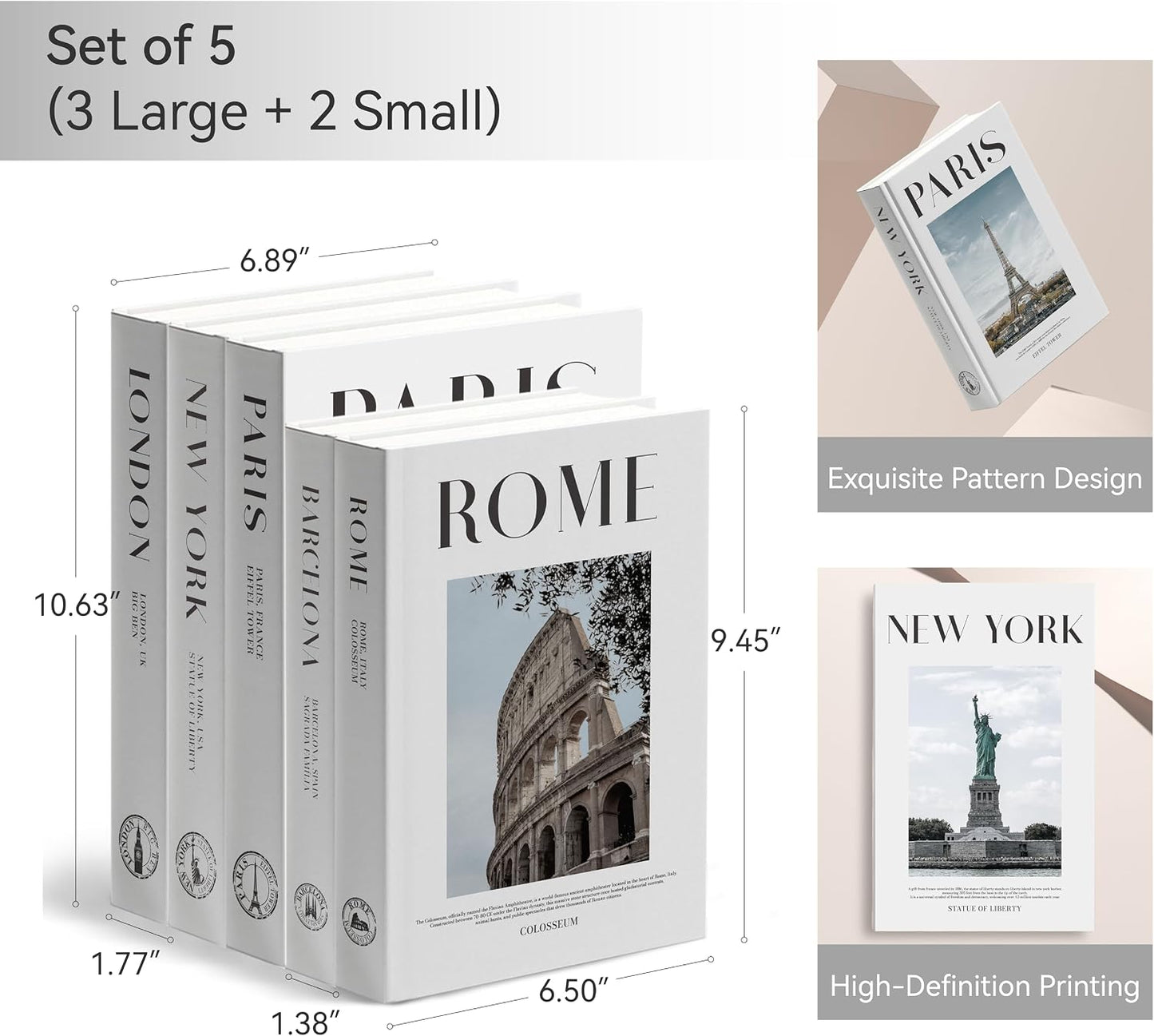 Faux Decorative Books Set / Urban Landmarks / Set of 5