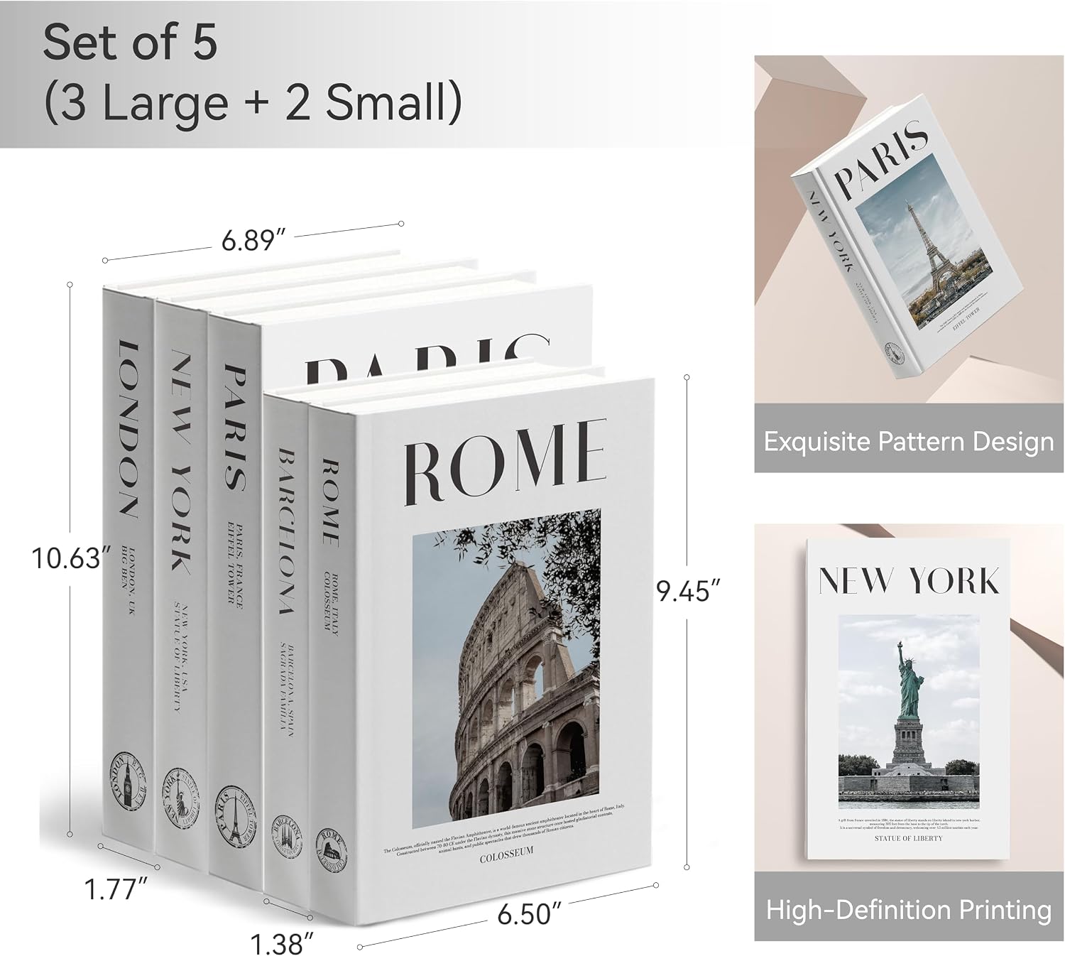 Faux Decorative Books Set / Urban Landmarks / Set of 5