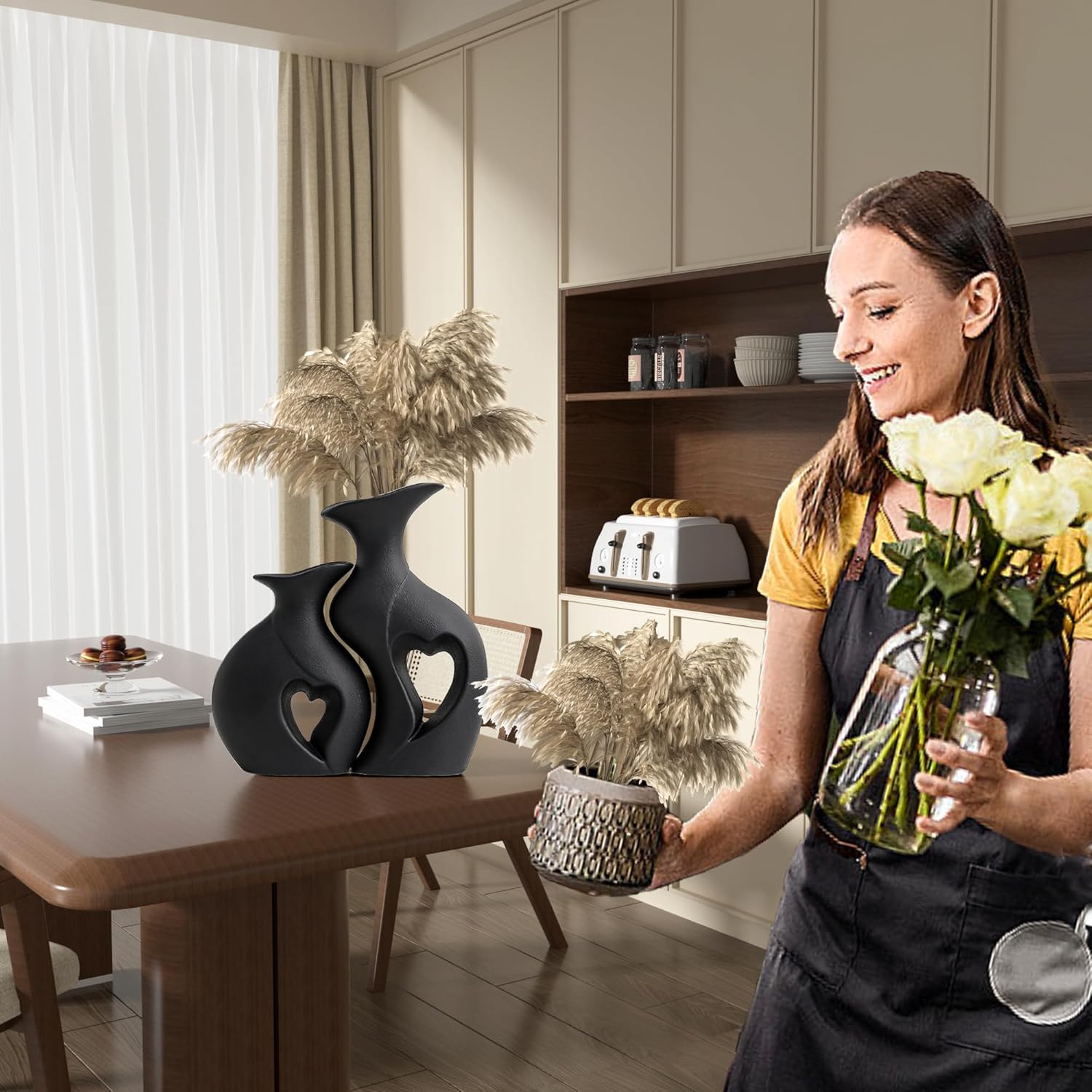 Black Ceramic Vase / Standard Black / Set of 2