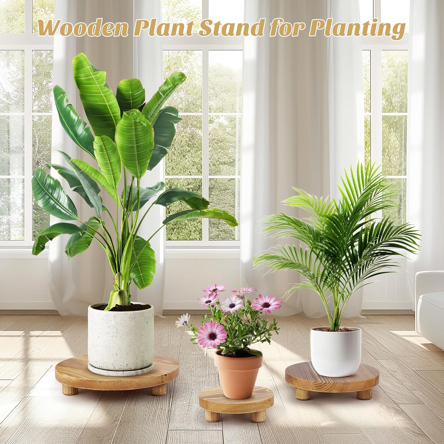 Wooden Plant Stands / Round-brown