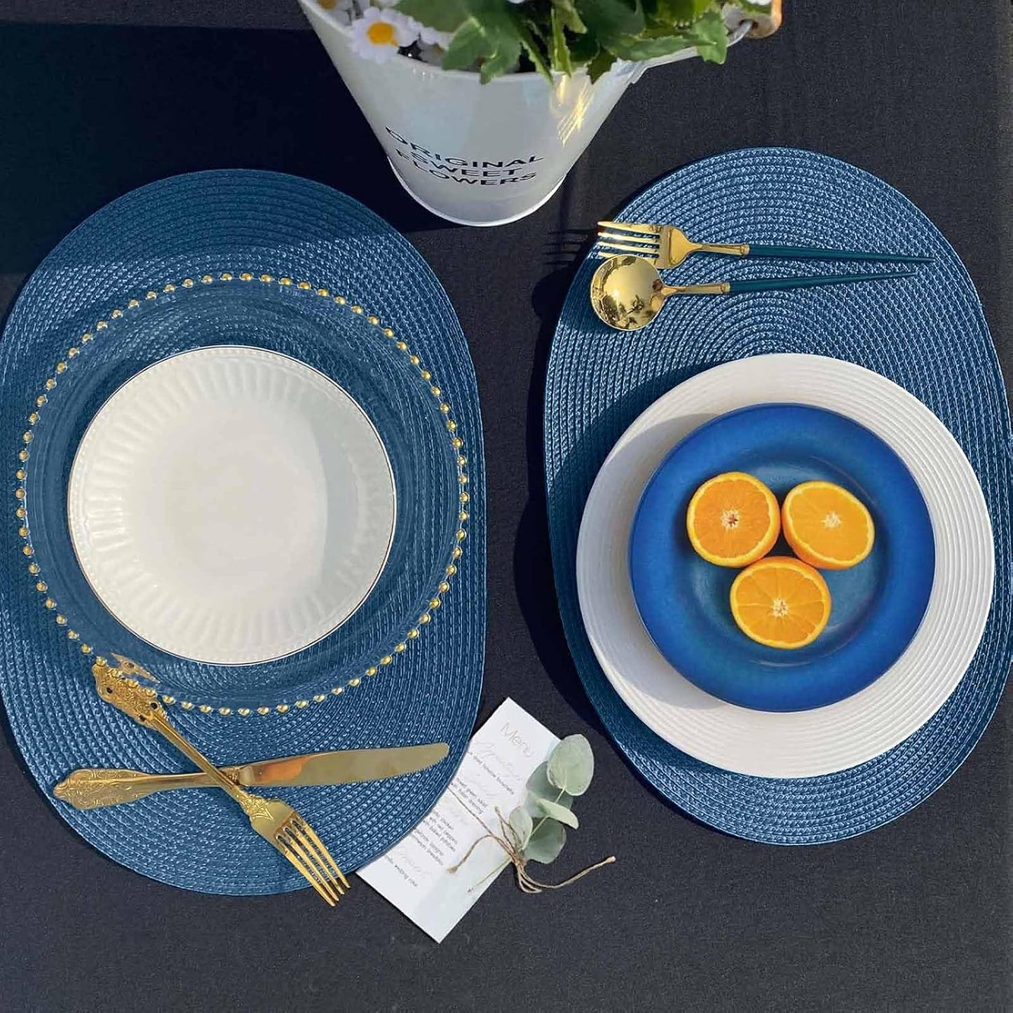 FunWheat Oval Braided Placemats Set of 8 Table Mats for Dining Tables Washable Heat Resistant Place Mats for Indoor