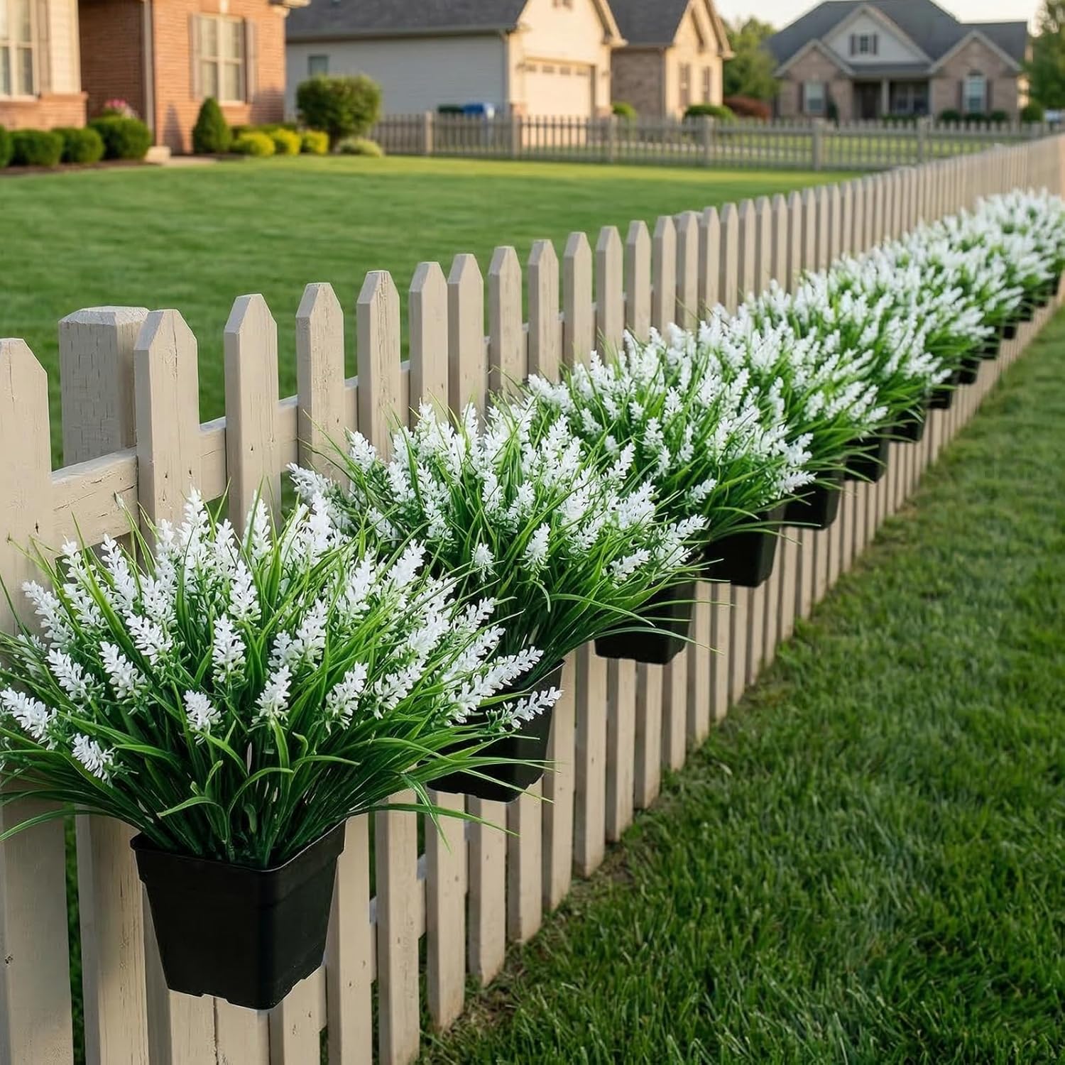 Artificial Outdoor Flowers Fake Outdoor Plants Monkey Grass / White / Set of 22