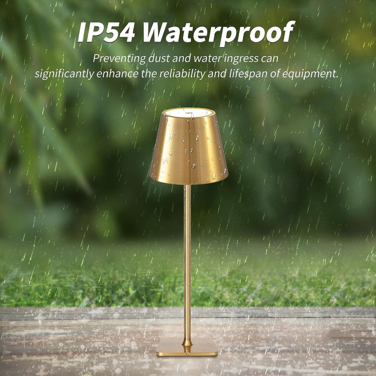 Mr. White Outdoor Waterproof Cordless Wireless Rechargeable Portable Top Touch Battery Operated Powered LED Table Lamp