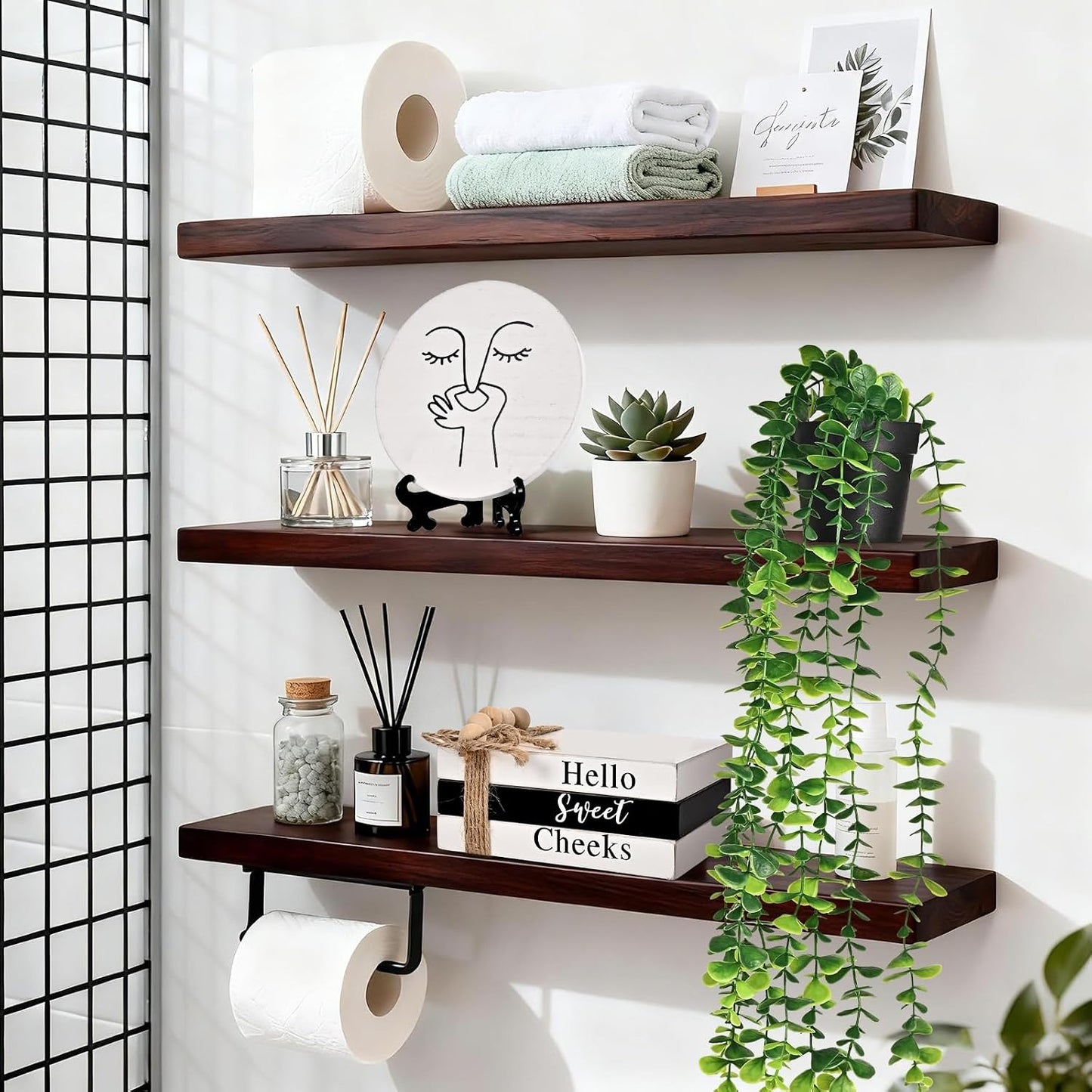Fake Plant / Round Humorous Sign and Book Stack
