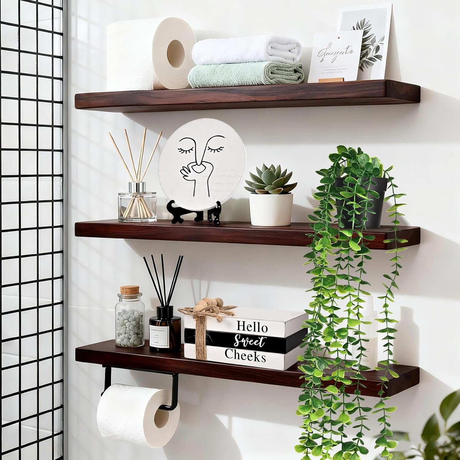Fake Plant / Round Humorous Sign and Book Stack